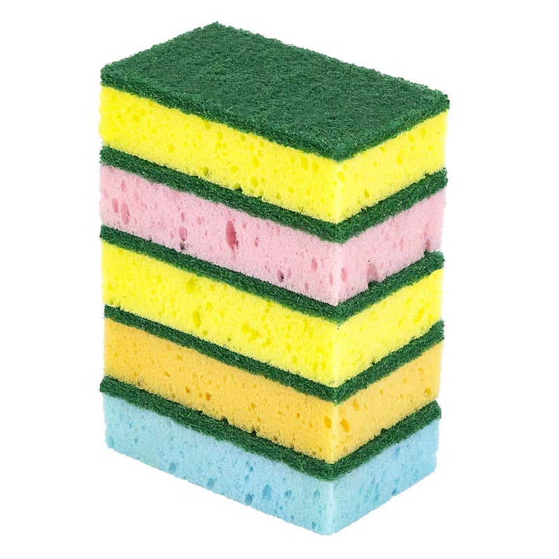 Pine Sol Pine-Sol Heavy Duty Sponge with Scrubber â€“ Pack of 5, Dual-Sided | Easily Cleans and Scrubs Stuck-On Grime, Oil, Grease and Burnt on Food - Image 1